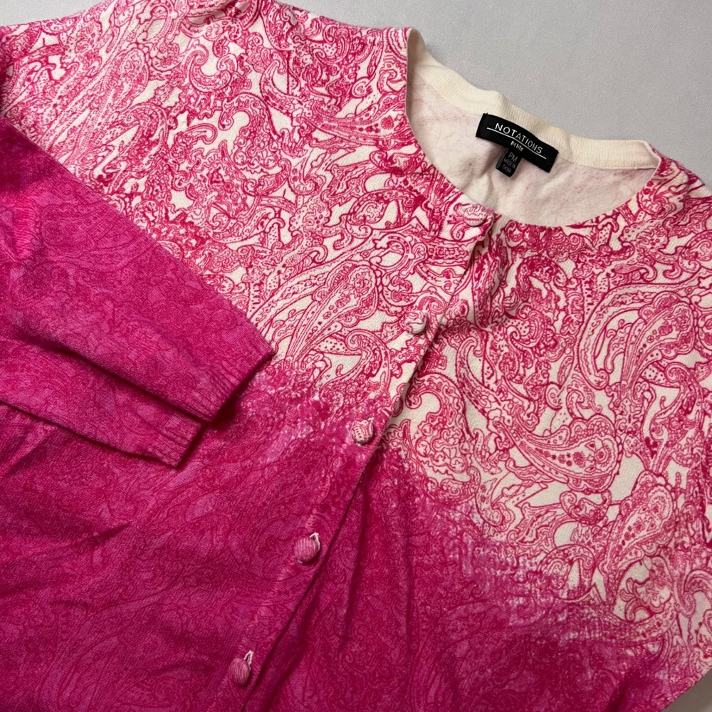Notations Womens Pink Cardigan | Size MP | Cottage Ballet Coquette
